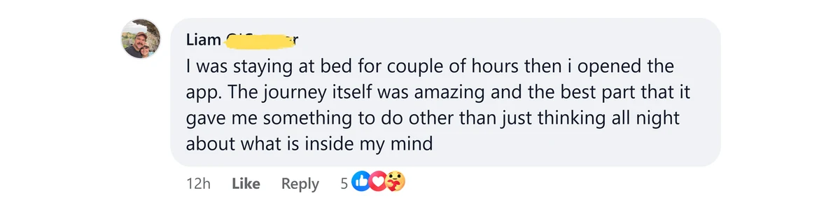 Screenshot of a message from Liam O'Connor about hours in bed, then having something to do