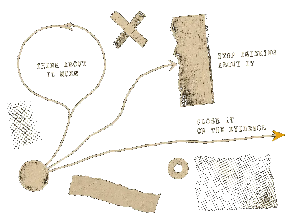 Hand-drawn map of three routes: two that loop back on themselves and one that leaves the frame